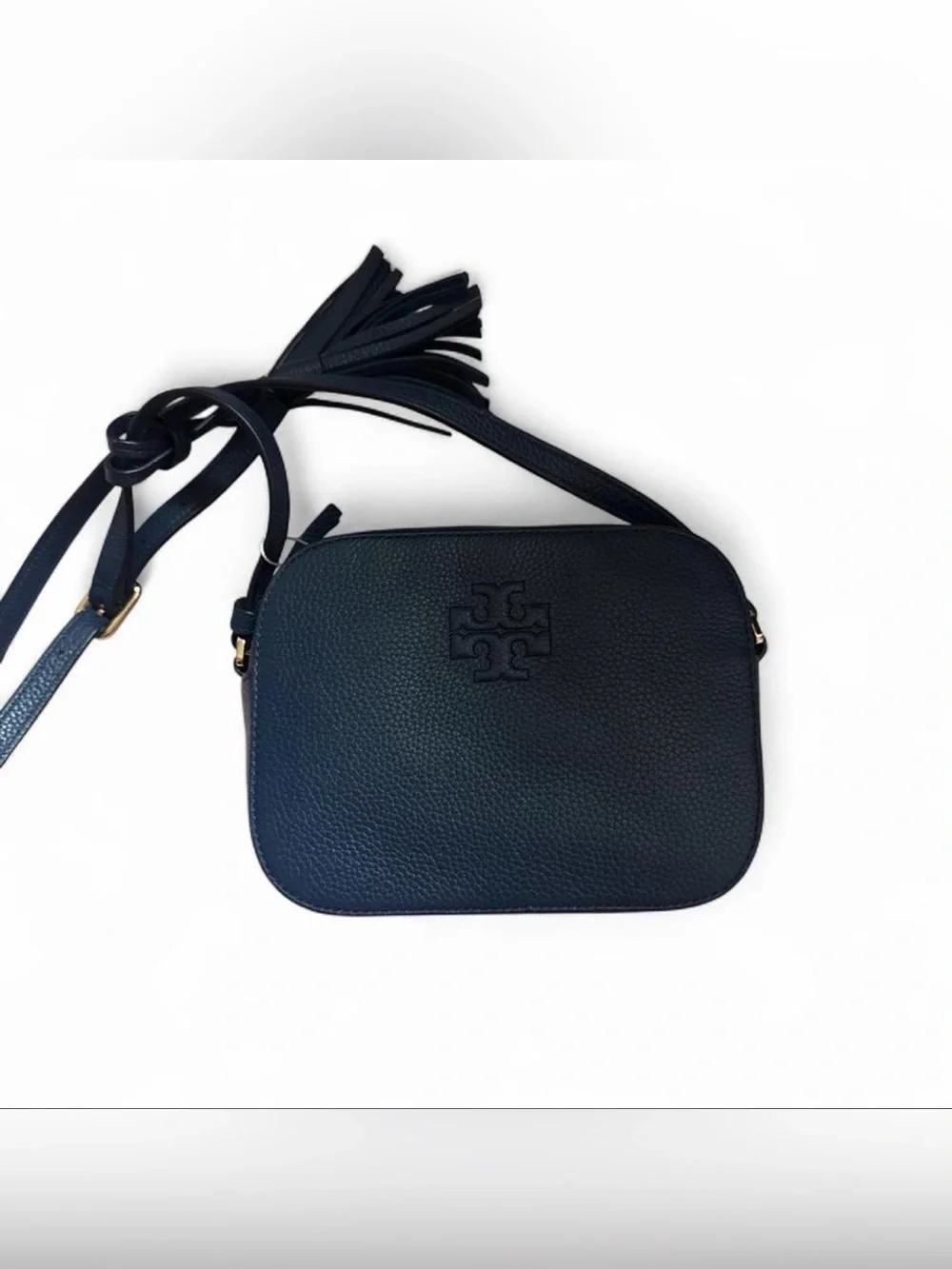 Tory Burch Thea Camera Bag Royal Navy Pebbled Leather Crossbody - Picture 1 of 4